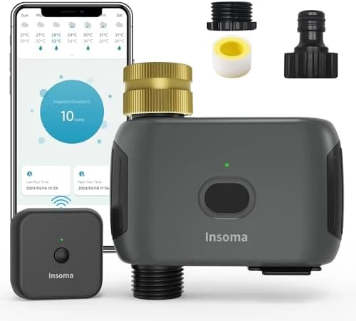 2 Zones WiFi Water Timer Brass Inlet — Irrigation System, Insoma