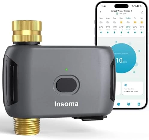 2 Zones WiFi Water Timer Brass Inlet — Irrigation System, Insoma