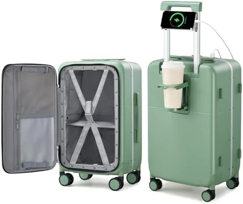 24 Inch Luggage with Cup Holder and Charge — Smart Luggage, Hanke