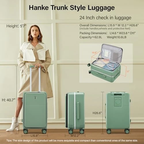 24 Inch Luggage with Cup Holder and Charge — Smart Luggage, Hanke