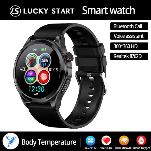 AMOLED Smart Watch with Body Temperature Monitoring — Smart Watch, Lucky Start