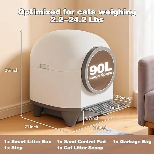 AutoClean Litter Box - 90L Large Capacity for Multi-Cat Households — Self-Cleaning Litter Box, Greesum