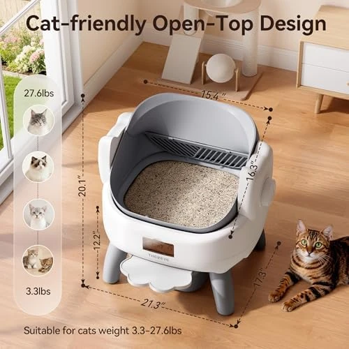 Automatic Litter Box with Entry Step — Self-Cleaning Litter Box, Thereye