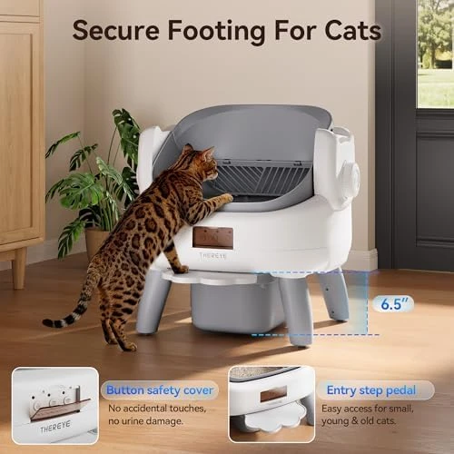 Automatic Litter Box with Entry Step — Self-Cleaning Litter Box, Thereye