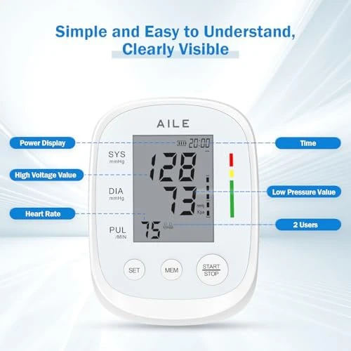 Blood Pressure Monitor, Upper Arm Large Cuff, Automatic, Manual Arm BP Monitor, 2*99 Memory — Blood Pressure Monitor, AILE