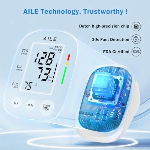 Blood Pressure Monitor, Upper Arm Large Cuff, Automatic, Manual Arm BP Monitor, 2*99 Memory — Blood Pressure Monitor, AILE