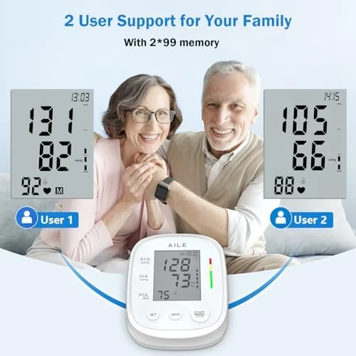 Blood Pressure Monitor, Upper Arm Large Cuff, Automatic, Manual Arm BP Monitor, 2*99 Memory — Blood Pressure Monitor, AILE