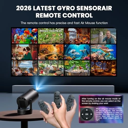 Mini Projector with WiFi 6 and Bluetooth 5.4 Support 4K 1080P Auto Keystone 180° Rotatable — Smart Projector, wowlink