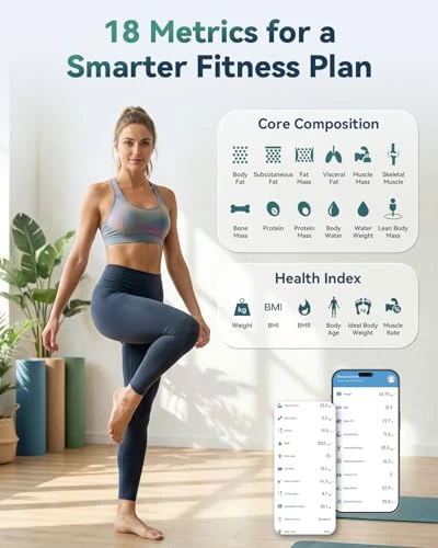 Smart Scale for Body Weight, 4-Electrode BIA Body Composition Scale with High Precision, Large LED Display, Digital... — Smart Scale, YUHUO