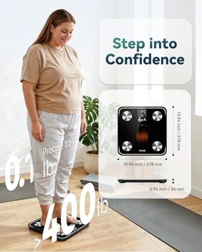 Smart Scale for Body Weight, 4-Electrode BIA Body Composition Scale with High Precision, Large LED Display, Digital... — Smart Scale, YUHUO
