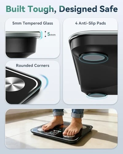 Smart Scale for Body Weight, 4-Electrode BIA Body Composition Scale with High Precision, Large LED Display, Digital... — Smart Scale, YUHUO