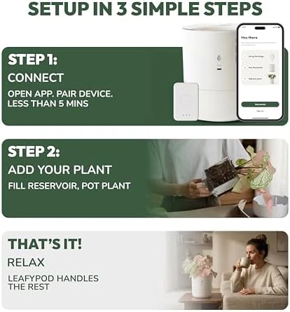 Smart Self Watering Planter with WiFi Bridge & App Control — Indoor Garden, LeafyPod