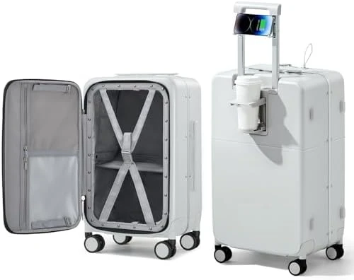 24 Inch Luggage with Cup Holder and Charge — Smart Luggage, Hanke