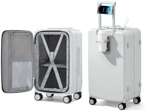 24 Inch Luggage with Cup Holder and Charge — Smart Luggage, Hanke