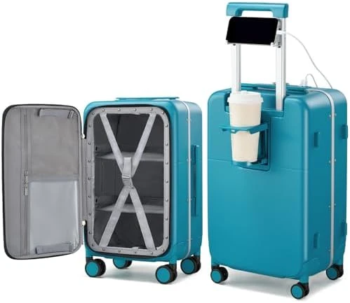 24 Inch Luggage with Cup Holder and Charge — Smart Luggage, Hanke