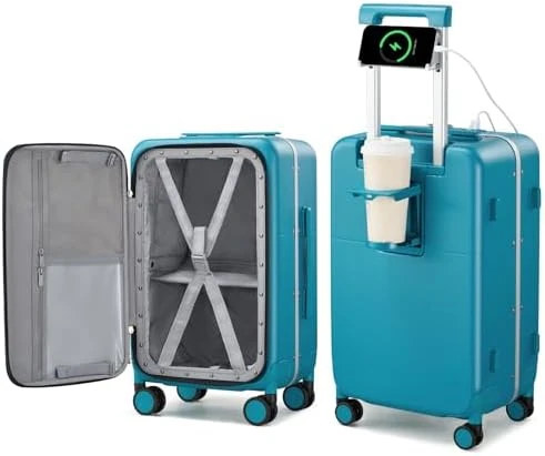 24 Inch Luggage with Cup Holder and Charge — Smart Luggage, Hanke