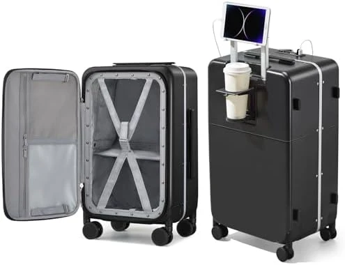 24 Inch Luggage with Cup Holder and Charge — Smart Luggage, Hanke