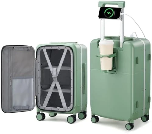 24 Inch Luggage with Cup Holder and Charge — Smart Luggage, Hanke