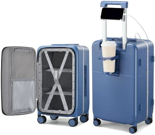 24 Inch Luggage with Cup Holder and Charge — Smart Luggage, Hanke