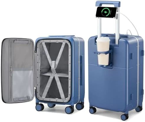 24 Inch Luggage with Cup Holder and Charge — Smart Luggage, Hanke