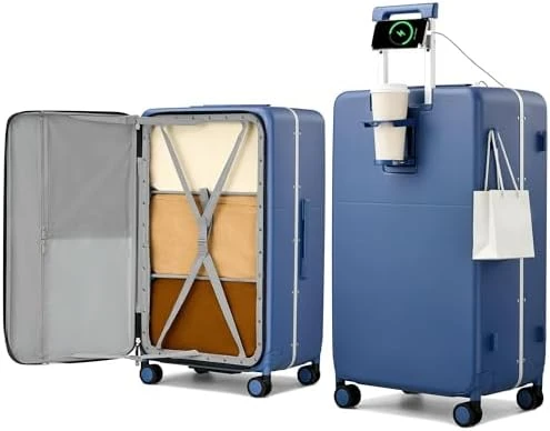 24 Inch Luggage with Cup Holder and Charge — Smart Luggage, Hanke