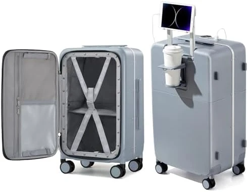 24 Inch Luggage with Cup Holder and Charge — Smart Luggage, Hanke