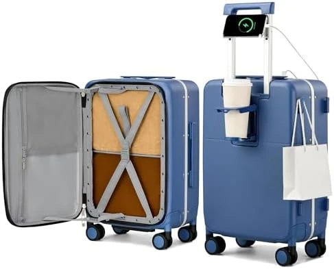 24 Inch Luggage with Cup Holder and Charge — Smart Luggage, Hanke