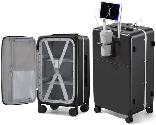 24 Inch Luggage with Cup Holder and Charge — Smart Luggage, Hanke