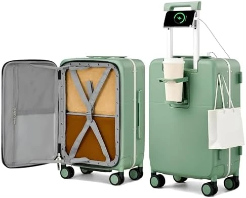24 Inch Luggage with Cup Holder and Charge — Smart Luggage, Hanke