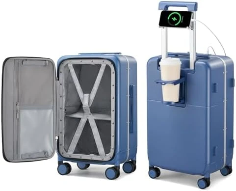 24 Inch Luggage with Cup Holder and Charge — Smart Luggage, Hanke