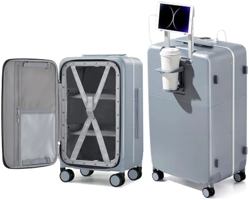 24 Inch Luggage with Cup Holder and Charge — Smart Luggage, Hanke