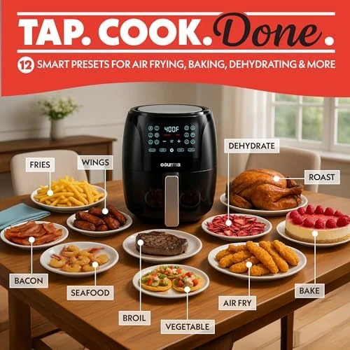 6 Qt Air Fryer with Digital Display and 12 Presets — Air Fryer, Gourmia