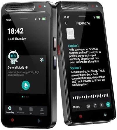 AI Voice Recorder with Transcription & Translation — Translator Device, HUREWA