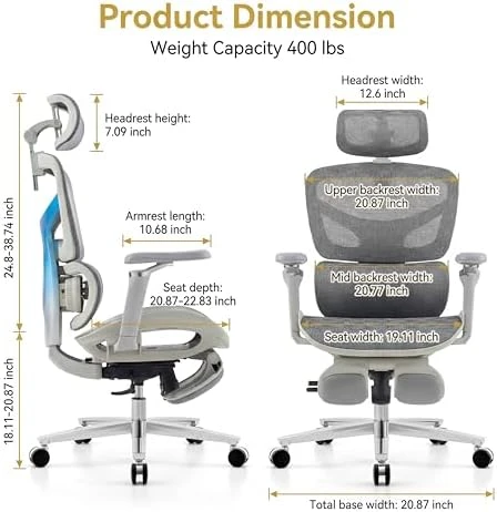 Ergonomic Office Chair with Footrest & Massage Lumbar Support — Smart Chairs, COTYFLY