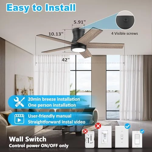 Low Profile Ceiling Fan with Lights — Smart Fan, Lorpies