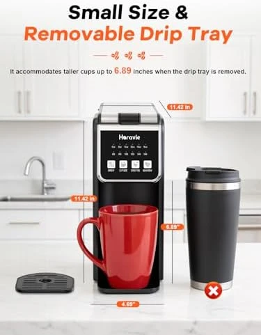 Single Serve Coffee Maker with Built-in Grinder — Coffee Maker, Horavie