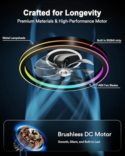 Smart Ceiling Fan Light with Nightlight — Smart Fan, Lumary