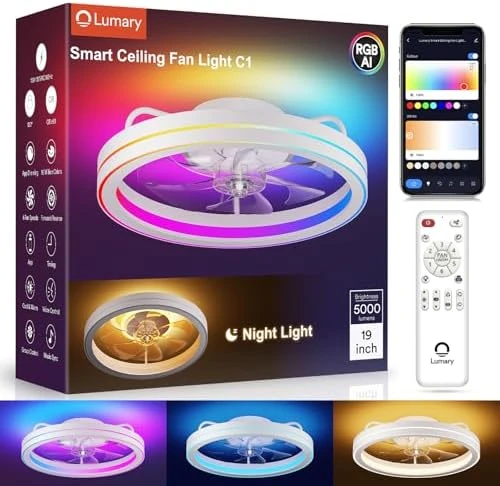 Smart Ceiling Fan Light with Nightlight — Smart Fan, Lumary