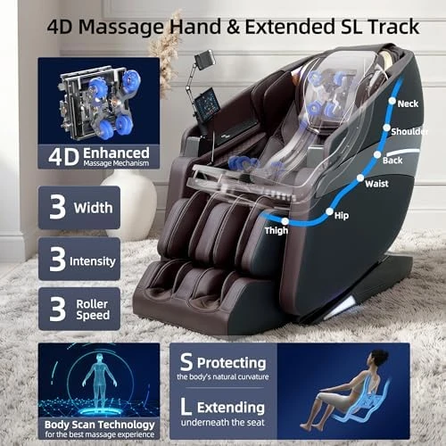 4D Massage Chair Full Body Recliner with Heat – Zero Gravity 57'' SL Track Shiatsu Massage Chair for Home Office with AI... — Massage Chairs, Vosaky