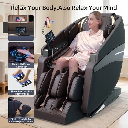 4D Massage Chair Full Body Recliner with Heat – Zero Gravity 57'' SL Track Shiatsu Massage Chair for Home Office with AI... — Massage Chairs, Vosaky