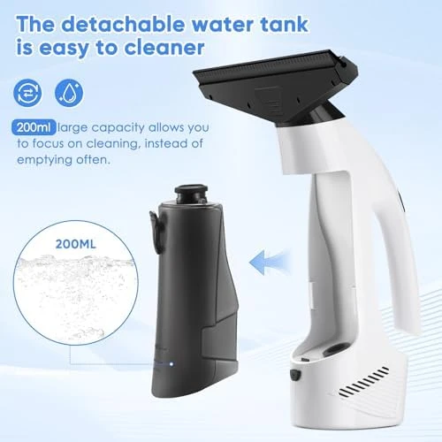 Cordless Handheld Window Vacuum Squeegee with Spray Bottle & Microfiber Cloth — Window Cleaning Robot, JQCSR