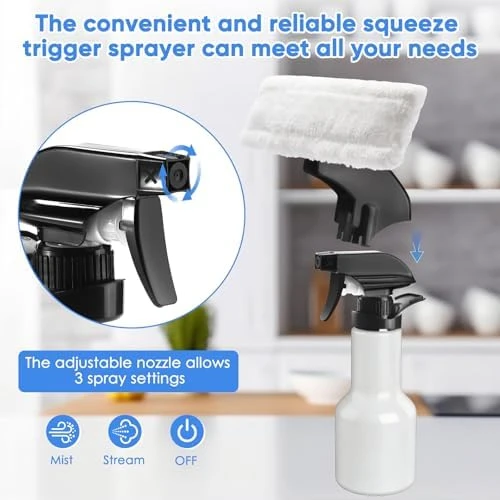 Cordless Handheld Window Vacuum Squeegee with Spray Bottle & Microfiber Cloth — Window Cleaning Robot, JQCSR