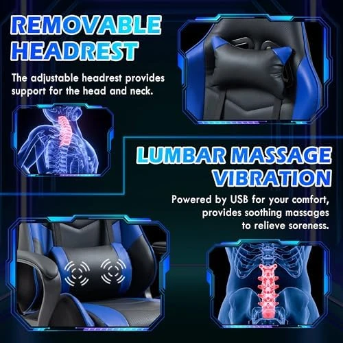 Gaming Chair with Massage Lumbar Support — Smart Chairs, ECOTOUGE