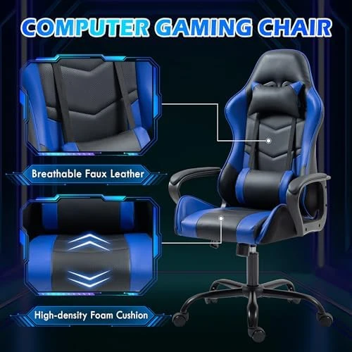 Gaming Chair with Massage Lumbar Support — Smart Chairs, ECOTOUGE