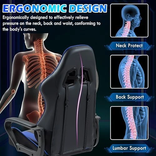 Gaming Chair with Massage Lumbar Support — Smart Chairs, ECOTOUGE