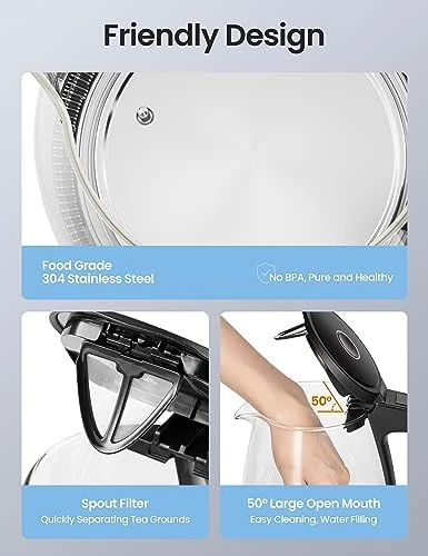 Glass Tea Kettle and Kettle Water Boiler — Electric Kettle, COMFEE'