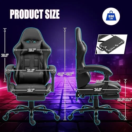 Massage Gaming Chair with Footrest — Smart Chairs, ECOTOUGE
