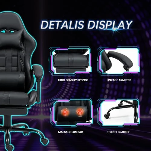 Massage Gaming Chair with Footrest — Smart Chairs, ECOTOUGE