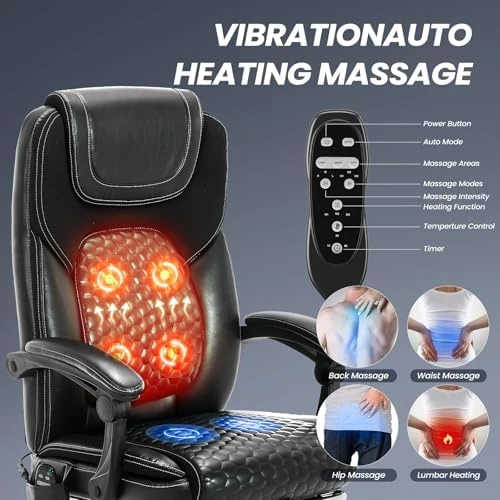 Massage Office Chair with 3-Level Heat and Footrest — Massage Chairs, MALOL