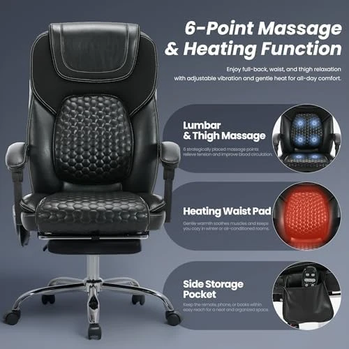 Massage Office Chair with 3-Level Heat and Footrest — Massage Chairs, MALOL